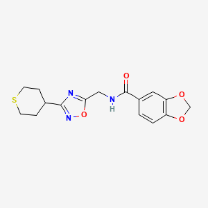 N-((3-(tetrahydro-2H-thiopyran-4-yl)-1,2,4-oxadiazol-5-yl)methyl)benzo[d][1,3]dioxole-5-carboxamide