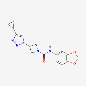 molecular formula C16H17N5O3 B2753145 N-(benzo[d][1,3]dioxol-5-yl)-3-(4-cyclopropyl-1H-1,2,3-triazol-1-yl)azetidine-1-carboxamide CAS No. 2200322-39-8