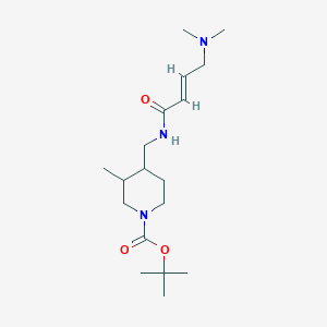 molecular formula C18H33N3O3 B2753152 Tert-butyl 4-[[[(E)-4-(dimethylamino)but-2-enoyl]amino]methyl]-3-methylpiperidine-1-carboxylate CAS No. 2411336-01-9