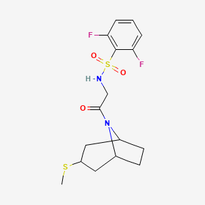 molecular formula C16H20F2N2O3S2 B2753176 2,6-difluoro-N-(2-((1R,5S)-3-(methylthio)-8-azabicyclo[3.2.1]octan-8-yl)-2-oxoethyl)benzenesulfonamide CAS No. 1795490-89-9