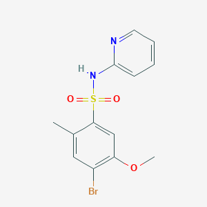 molecular formula C13H13BrN2O3S B275318 4-bromo-5-methoxy-2-methyl-N-(pyridin-2-yl)benzenesulfonamide 