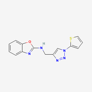 molecular formula C14H11N5OS B2753181 N-[(1-Thiophen-2-yltriazol-4-yl)methyl]-1,3-benzoxazol-2-amine CAS No. 2415582-60-2