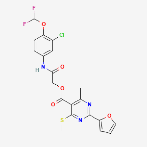molecular formula C20H16ClF2N3O5S B2753183 [2-[3-Chloro-4-(difluoromethoxy)anilino]-2-oxoethyl] 2-(furan-2-yl)-4-methyl-6-methylsulfanylpyrimidine-5-carboxylate CAS No. 1099933-90-0