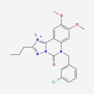 molecular formula C21H21ClN4O3 B2753184 6-[(3-chlorophenyl)methyl]-8,9-dimethoxy-2-propyl-5H,6H-[1,2,4]triazolo[1,5-c]quinazolin-5-one CAS No. 2380192-12-9