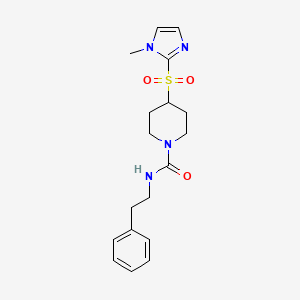 molecular formula C18H24N4O3S B2753187 4-((1-methyl-1H-imidazol-2-yl)sulfonyl)-N-phenethylpiperidine-1-carboxamide CAS No. 2034522-75-1