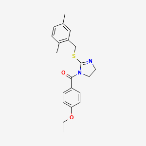 molecular formula C21H24N2O2S B2753197 (2-((2,5-二甲基苯基)硫基)-4,5-二氢-1H-咪唯唑-1-基)(4-乙氧基苯基)甲酮 CAS No. 851804-36-9