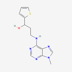 molecular formula C13H15N5OS B2753217 3-[(9-Methylpurin-6-yl)amino]-1-thiophen-2-ylpropan-1-ol CAS No. 2380033-67-8