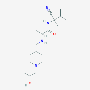 molecular formula C18H34N4O2 B2753227 N-(1-cyano-1,2-dimethylpropyl)-2-({[1-(2-hydroxypropyl)piperidin-4-yl]methyl}amino)propanamide CAS No. 1356586-39-4