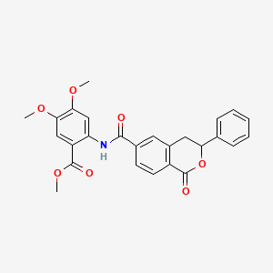 methyl 4,5-dimethoxy-2-{[(1-oxo-3-phenyl-3,4-dihydro-1H-isochromen-6-yl)carbonyl]amino}benzoate