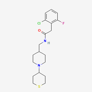 molecular formula C19H26ClFN2OS B2753229 2-(2-chloro-6-fluorophenyl)-N-((1-(tetrahydro-2H-thiopyran-4-yl)piperidin-4-yl)methyl)acetamide CAS No. 2034260-30-3