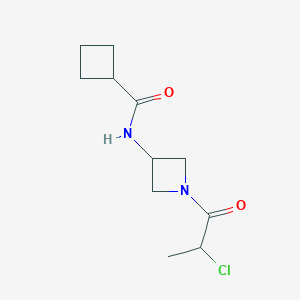 molecular formula C11H17ClN2O2 B2753233 N-[1-(2-Chloropropanoyl)azetidin-3-yl]cyclobutanecarboxamide CAS No. 2411200-72-9