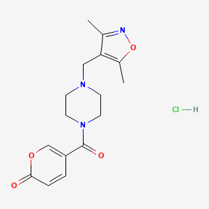 5-(4-((3,5-dimethylisoxazol-4-yl)methyl)piperazine-1-carbonyl)-2H-pyran-2-one hydrochloride