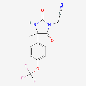 molecular formula C13H10F3N3O3 B2753248 2-{4-Methyl-2,5-dioxo-4-[4-(trifluoromethoxy)phenyl]imidazolidin-1-yl}acetonitrile CAS No. 1311643-77-2