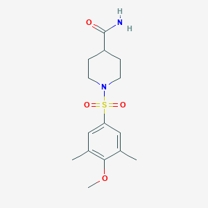 molecular formula C15H22N2O4S B275325 1-(4-Methoxy-3,5-dimethylphenyl)sulfonylpiperidine-4-carboxamide 