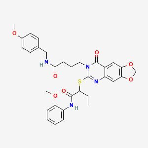 2-[(7-{4-[(4-methoxybenzyl)amino]-4-oxobutyl}-8-oxo-7,8-dihydro[1,3]dioxolo[4,5-g]quinazolin-6-yl)thio]-N-(2-methoxyphenyl)butanamide
