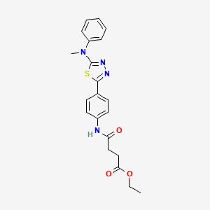 molecular formula C21H22N4O3S B2753263 Ethyl 4-((4-(5-(methyl(phenyl)amino)-1,3,4-thiadiazol-2-yl)phenyl)amino)-4-oxobutanoate CAS No. 1021259-75-5