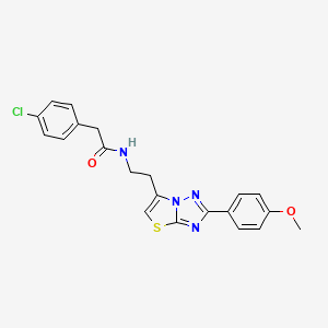 molecular formula C21H19ClN4O2S B2753266 2-(4-氯苯基)-N-(2-(2-(4-甲氧基苯基)噻唑并[3,2-b][1,2,4]三唑-6-基)乙基)乙酰胺 CAS No. 894029-35-7