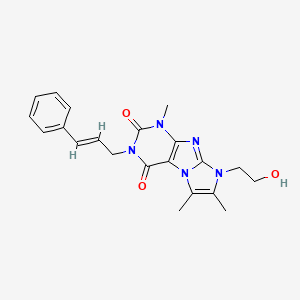 molecular formula C21H23N5O3 B2753271 3-cinnamyl-8-(2-hydroxyethyl)-1,6,7-trimethyl-1H-imidazo[2,1-f]purine-2,4(3H,8H)-dione CAS No. 903589-49-1