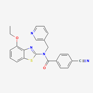 molecular formula C23H18N4O2S B2753286 4-cyano-N-(4-ethoxybenzo[d]thiazol-2-yl)-N-(pyridin-3-ylmethyl)benzamide CAS No. 895007-79-1