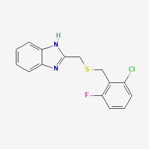 molecular formula C15H12ClFN2S B2753326 2-(2-Chloro-6-fluoro-benzylsulfanylmethyl)-1H-benzoimidazole CAS No. 637322-87-3