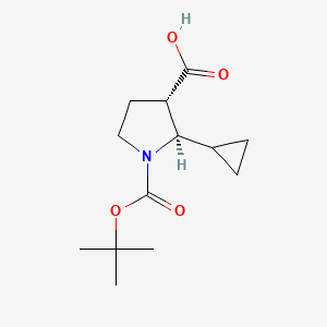 molecular formula C13H21NO4 B2753335 (2R,3S)-2-Cyclopropyl-1-[(2-methylpropan-2-yl)oxycarbonyl]pyrrolidine-3-carboxylic acid CAS No. 2490314-13-9