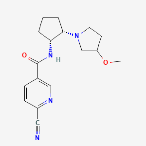 molecular formula C17H22N4O2 B2753339 6-Cyano-N-[(1R,2S)-2-(3-methoxypyrrolidin-1-yl)cyclopentyl]pyridine-3-carboxamide CAS No. 2223643-67-0