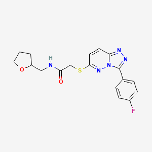 molecular formula C18H18FN5O2S B2753344 2-[[3-(4-fluorophenyl)-[1,2,4]triazolo[4,3-b]pyridazin-6-yl]thio]-N-(2-oxolanylmethyl)acetamide CAS No. 852374-14-2