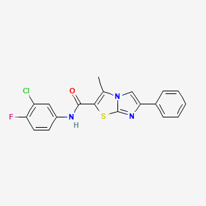 molecular formula C19H13ClFN3OS B2753366 N-(3-chloro-4-fluorophenyl)-3-methyl-6-phenylimidazo[2,1-b][1,3]thiazole-2-carboxamide CAS No. 879918-65-7