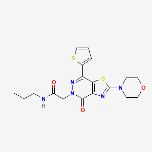 molecular formula C18H21N5O3S2 B2753369 2-(2-morpholino-4-oxo-7-(thiophen-2-yl)thiazolo[4,5-d]pyridazin-5(4H)-yl)-N-propylacetamide CAS No. 1021045-27-1