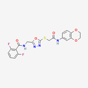 N-[[5-[2-(2,3-dihydro-1,4-benzodioxin-6-ylamino)-2-oxidanylidene-ethyl]sulfanyl-1,3,4-oxadiazol-2-yl]methyl]-2,6-bis(fluoranyl)benzamide