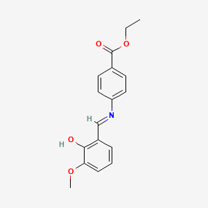 molecular formula C17H17NO4 B2753387 乙酸-4-{[(1E)-(2-羟基-3-甲氧基苯基)甲亚胺]基}苯酸乙酯 CAS No. 20772-67-2