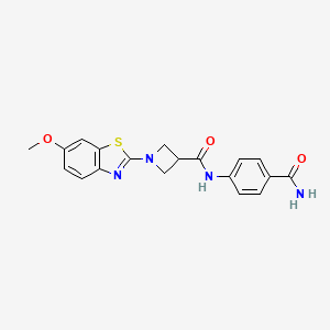 molecular formula C19H18N4O3S B2753394 N-(4-carbamoylphenyl)-1-(6-methoxybenzo[d]thiazol-2-yl)azetidine-3-carboxamide CAS No. 1286707-27-4