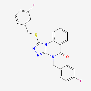 molecular formula C23H16F2N4OS B2753422 4-(4-氟苄基)-1-[(3-氟苄基)硫][1,2,4]三唑并[4,3-a]喹唑啉-5(4H)-酮 CAS No. 1111236-51-1