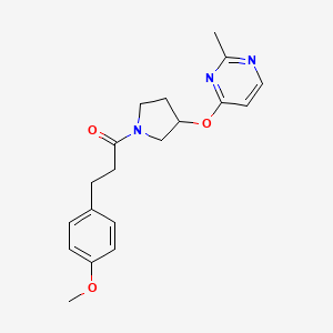 molecular formula C19H23N3O3 B2753429 3-(4-Methoxyphenyl)-1-{3-[(2-methylpyrimidin-4-yl)oxy]pyrrolidin-1-yl}propan-1-one CAS No. 2034502-63-9