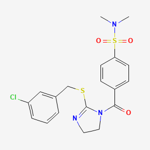 4-(2-((3-chlorobenzyl)thio)-4,5-dihydro-1H-imidazole-1-carbonyl)-N,N-dimethylbenzenesulfonamide