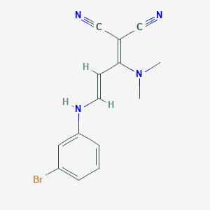 molecular formula C14H13BrN4 B2753449 2-[3-(3-Bromoanilino)-1-(dimethylamino)-2-propenylidene]malononitrile CAS No. 339102-35-1