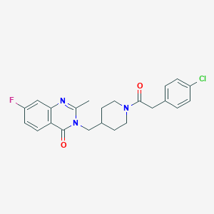 molecular formula C23H23ClFN3O2 B2753461 3-[[1-[2-(4-Chlorophenyl)acetyl]piperidin-4-yl]methyl]-7-fluoro-2-methylquinazolin-4-one CAS No. 2415555-82-5