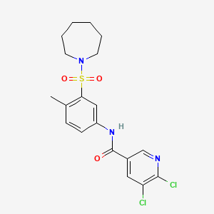 molecular formula C19H21Cl2N3O3S B2753462 N-[3-(azepan-1-ylsulfonyl)-4-methylphenyl]-5,6-dichloropyridine-3-carboxamide CAS No. 930399-13-6