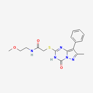 N-(2-methoxyethyl)-2-((7-methyl-4-oxo-8-phenyl-3,4-dihydropyrazolo[1,5-a][1,3,5]triazin-2-yl)thio)acetamide