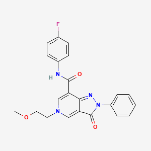 molecular formula C22H19FN4O3 B2753471 N-(4-氟苯基)-5-(2-甲氧基乙基)-3-酮-2-苯基-3,5-二氢-2H-吡唑嘧啶-7-羧酰胺 CAS No. 923682-95-5