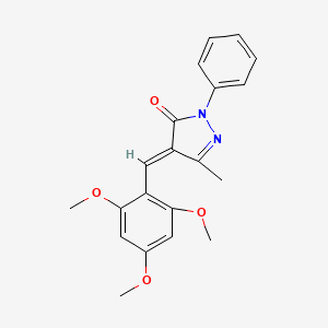 molecular formula C20H20N2O4 B2753491 3-Methyl-1-phenyl-4-((2,4,6-trimethoxyphenyl)methylene)-2-pyrazolin-5-one CAS No. 444714-81-2