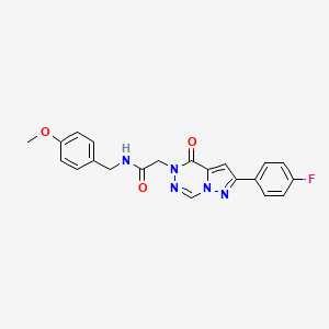 molecular formula C21H18FN5O3 B2753506 2-(8-(4-fluorophenyl)-(oxo)pyrazolo[1,5-d][1,2,4]triazin-1-yl)-N-(4-methoxybenzyl)acetamide CAS No. 1020969-00-9