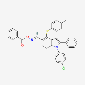 N-(benzoyloxy)-N-((E)-{1-(4-chlorophenyl)-4-[(4-methylphenyl)sulfanyl]-2-phenyl-6,7-dihydro-1H-indol-5-yl}methylidene)amine