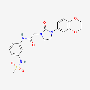 molecular formula C20H22N4O6S B2753519 2-[3-(2,3-dihydro-1,4-benzodioxin-6-yl)-2-oxoimidazolidin-1-yl]-N-(3-methanesulfonamidophenyl)acetamide CAS No. 1286717-76-7