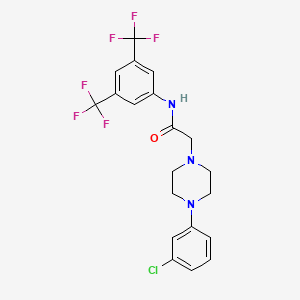 molecular formula C20H18ClF6N3O B2753525 N-[3,5-bis(trifluoromethyl)phenyl]-2-[4-(3-chlorophenyl)piperazin-1-yl]acetamide CAS No. 303091-60-3