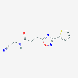 molecular formula C11H10N4O2S B2753526 N-(cyanomethyl)-3-[3-(thiophen-2-yl)-1,2,4-oxadiazol-5-yl]propanamide CAS No. 1355884-24-0