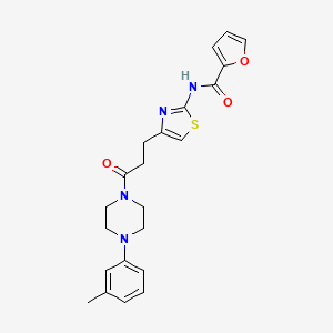 molecular formula C22H24N4O3S B2753532 N-(4-(3-oxo-3-(4-(m-tolyl)piperazin-1-yl)propyl)thiazol-2-yl)furan-2-carboxamide CAS No. 1021227-10-0