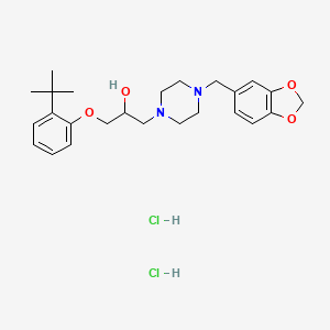 molecular formula C25H36Cl2N2O4 B2753538 1-(4-(苯并[d][1,3]二噁嗪-5-基甲基)哌嗪-1-基)-3-(2-(叔丁基)苯氧基)丙醇二盐酸盐 CAS No. 473803-99-5