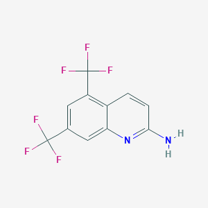 molecular formula C11H6F6N2 B2753543 5,7-Bis(trifluoromethyl)quinolin-2-amine CAS No. 1431426-58-2