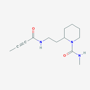 molecular formula C13H21N3O2 B2753547 2-[2-(But-2-ynoylamino)ethyl]-N-methylpiperidine-1-carboxamide CAS No. 2411253-80-8